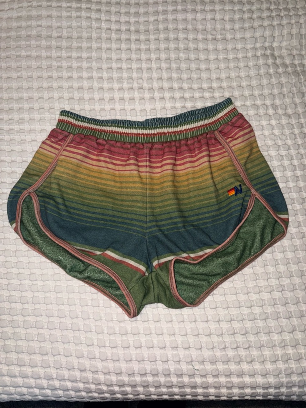 Aviator Nation Pink Green Blue Gradient Athletic Shorts
